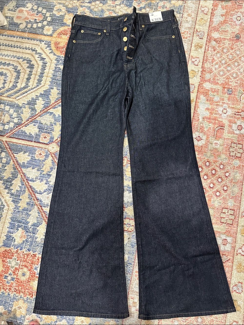 J. Crew Dark Indigo Wide-Leg Flare Jeans